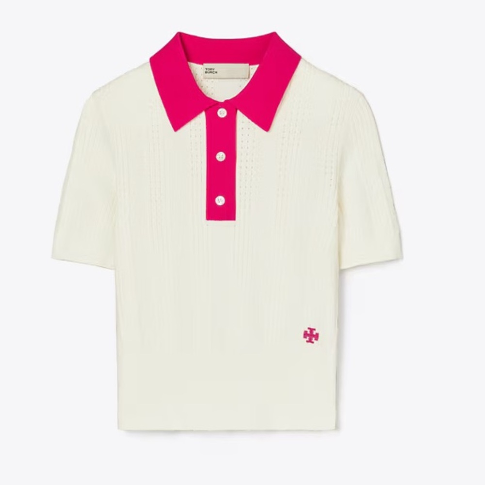 NWT Cotton Pointelle Polo: Women's Designer
Sweater Top| Tory Burch